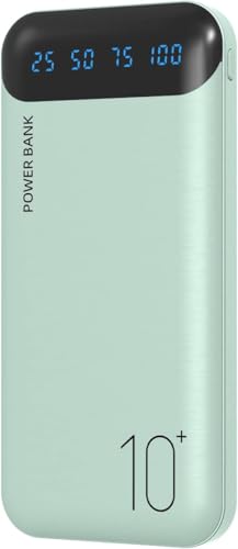 Power Bank 10000mAh Caricabatterie Portatile Batteria Esterna con 2 Uscite USB 2.4 A e Ingresso USB C Compatibile con Huawei iPhone 12 11 X iPad Samsung S20 Tablet Android Plus (Green, Large)