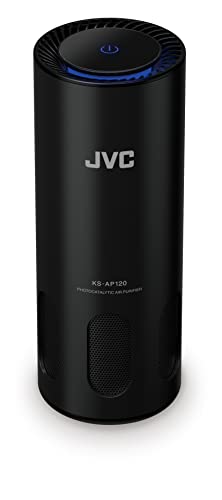 JVC KS-AP120 - Purificatore d'Aria fotocatalitico Portatile CADR 8,5 m3/h, Filtro EPA E12, Filtro UV, ionizzatore, 2 Livelli di Pulizia, 12 Watt, Porta USB, Touch Control