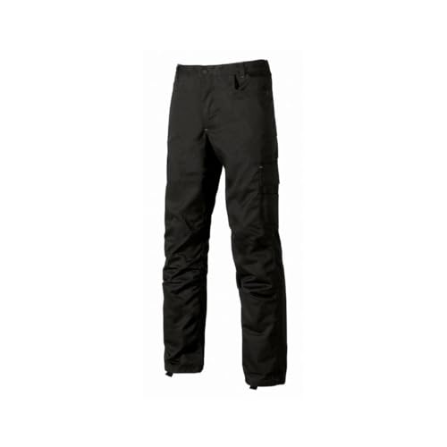 Pantaloni da lavoro da uomo U-Power Alfa, pantaloni cargo elastici in vita, con tasche per ginocchiere, tasche multiple, tessuto confortevole, usura esterna resistente e durevole (BLACK CARBON_54)