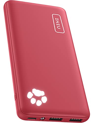 Power Bank, INIU Ultra Sottile & Leggero Powerbank 10000mAh Doppia Uscita 3A ad Alta Velocità, Porta USB C da Esterno Caricatore Portatile di Torcia per iPhone 15 14 13 12 Pro Max Samsung Huawei