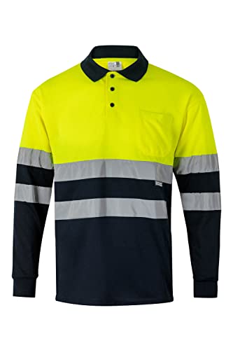 Velilla 175 - Polo bicolore alta visibilità, manica lunga (Taglie M) colore blu marino e Giallo fluo