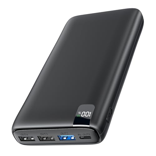 Power Bank 27000mAh Batteria Esterna: Hiluckey 22,5W Ricarica Rapida Caricabatteria Portatile con Display Digitale LED e 4 Porte per Smartphone Tablets