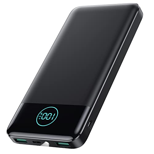 AXNEB Power Bank 13800mAh,Ultra Sottile & Leggero Caricatore Portatile con Display LCD,3A PD USB C Ingressi&Uscite Powerbank con Torcia LED Batteria Esterna per iPhone Samsung Huawei Xiaomi-Nero