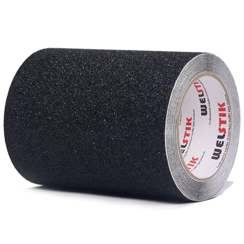 WELSTIK 15 cm x 5 m nastro adesivo antiscivolo, forte adesivo di sicurezza per interni ed esterni, per la sicurezza del lavoro, sicurezza domestica, nero