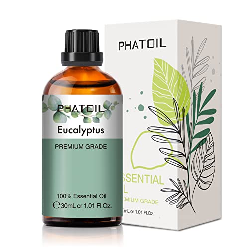 PHATOIL Olio Essenziale Eucalipto 30 ml, Oli Essenziali per Diffusori, Oli di Eucalipto Naturali Puri per Aromaterapia Umidificatori Candele Fai da Te