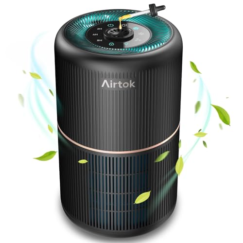 AIRTOK Purificatore Aria, Purificatore d'Aria con Spugna Aromatica, Air Purifier H13 HEPA rimuove il 99,97% di polvere, polline e odori di animali domestici| Luce notturna | 3 livelli di velocità