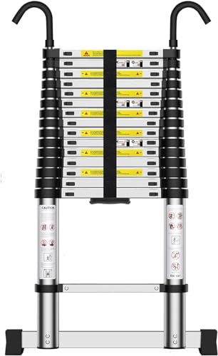 Teenza Scala Telescopica 6,2m, Scala Multifunzionale in Alluminio, Gancio Stabilizzatore Portatile, Carico di 150 KG, Certificazione EN131