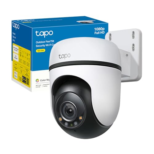 Tapo C500 Telecamera Wi-Fi Esterno FHD, 360° Visuale, Telecamera IP di Sorveglianza, IP65, Visione Notturna a Colori, Rilevamenti Smart AI, Audio Bidirezionale, Allarme sonoro personalizzato