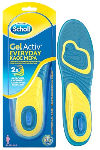 Scholl Solette Gel Activ Everyday, Solette per Scarpe ad Uso Quotidiano per Donna con Tecnologia Antiodore, Azione Anti Urti e Ammortizzante, Misura 35.5-40.5 EU, Confezione da 1 Paio