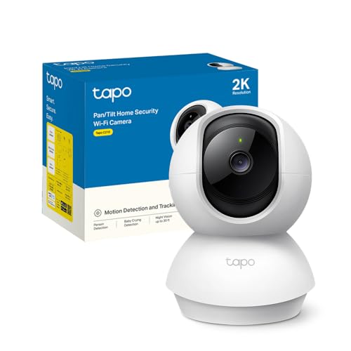 Tapo C210 Telecamera Wi-Fi Interno 2K(3MP), Videocamera Sorveglianza, Visione Notturna, Notifiche in Tempo Reale, Storage su Cloud, MicroSD fino a 512GB, Funziona con Alexa e Google Assistant