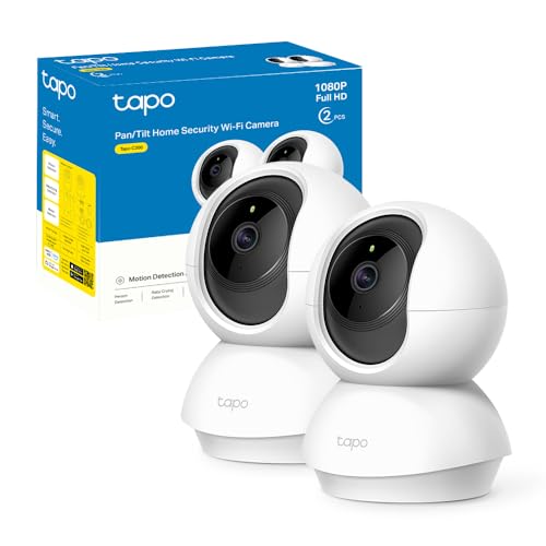 Tapo C200P2 Telecamera Wi-Fi Interno, Videocamera Sorveglianza 1080P, Visione Notturna, Audio Bidirezionale, Notifiche in Tempo Reale del Sensore di Movimento, Contiene 2 C200