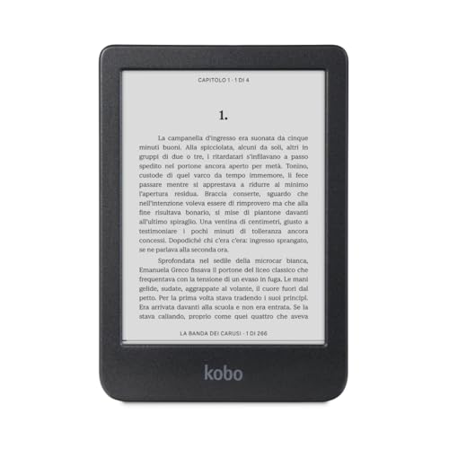 Kobo Clara BW | eReader | Display antiriflesso HD in bianco e nero E Ink Carta 1300 da 6” | Modalità Scura| I Audiolibri | Impermeabile | Nero