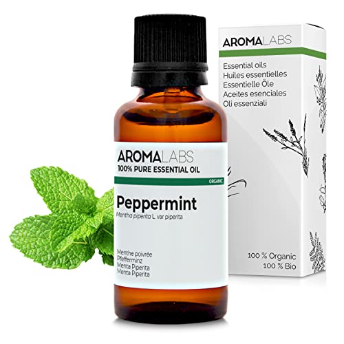 Aroma Labs Menta Piperita Bio - 30Ml - Olio Essenziale Bio E Naturale Al 100% - Qualità Verificata Mediante Cromatografia - Aroma Labs - 30 ml