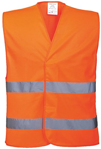 Portwest C474ORRL/XL Gilet ad Alta Visibilità con Due Bande, Arancione, LXL