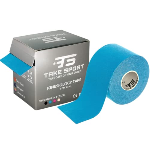 TAKE SPORT Kinesio Tape, Nastro Kinesiologico Elastico 5x5m, 95% Cotone 5% Spandex, per Taping Kinesiologico e Neuromuscolare, 1 Rotolo, Resistente ad Acqua e Sudore