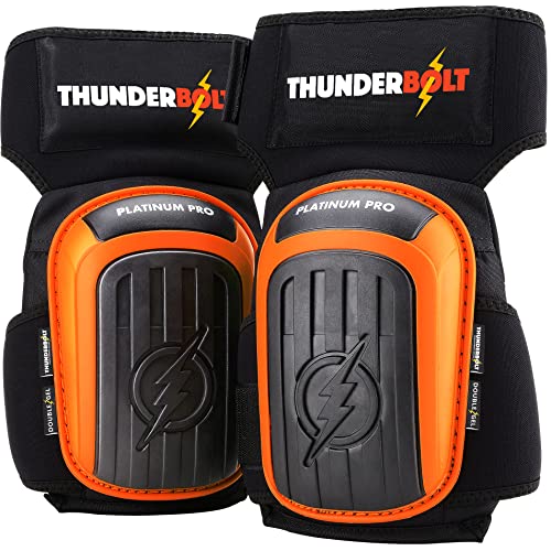 Thunderbolt Ginocchiere Lavoro Professionali - Ginocchiere Piastrellista Muratore con Comodo Cuscino in Gel e Cinturini Antiscivolo Resistenti - Ginocchiere Giardinaggio, Costruzione - Knee Pads