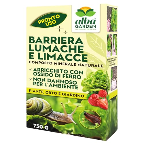 Albagarden - Lumachicida Naturale con Ossido di Ferro - Barriera Lumache e Limacce a Base di Minerali - Granulare 750 gr