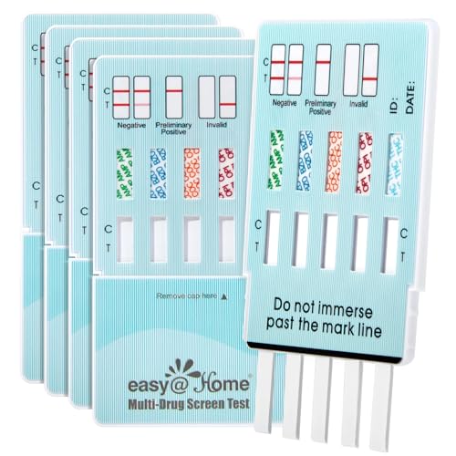 Easy@Home 5 x Test Antidroga Urine Test 5 Droga Marijuana (THC 50ng/mL), Cocaina(Coca 300ng/mL), Oppiacei, Anfetamina(AMP), Benzodiazepine(BZO) professionali Drug Test