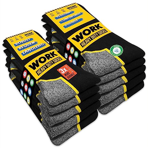 SOXCO 10 paia calze da lavoro uomo lunghe rinforzate WORK Socks, 43-46