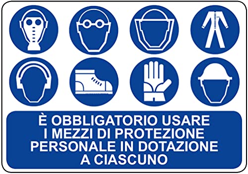 ADESIVO OBBLIGO USARE MEZZI DI PROTEZIONE INDIVIDUALE 4 (200 x 300 mm)